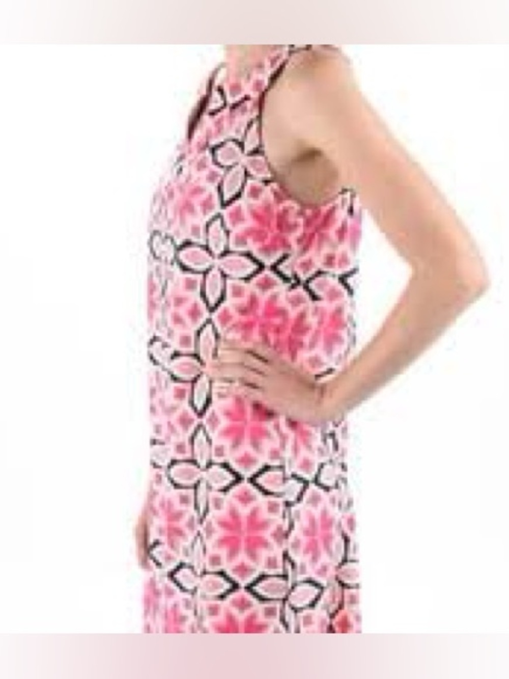 Aryeh Pink Navy Geometric Sleeveless Shift Dress Size M